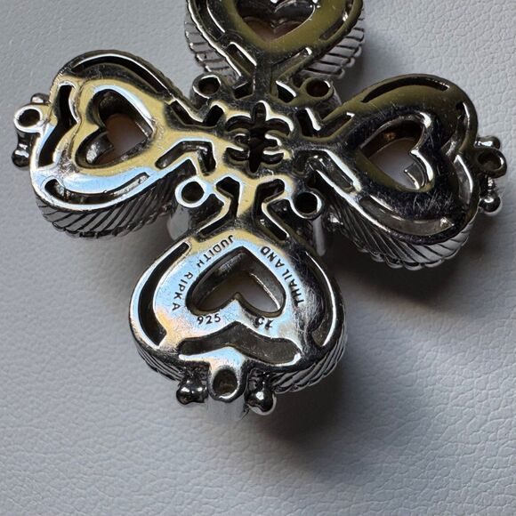 Judith Ripka 925 Silver Pink MOP Heart + CZ Maltese Cross Pendant Chain Necklace - Picture 14 of 17